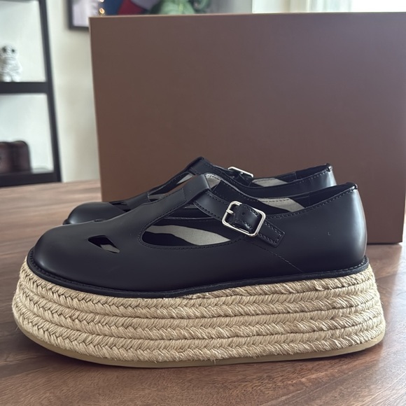Leather Platform Mary Janes by Burberry, color - black, size -US9/39 - Picture 4 of 7